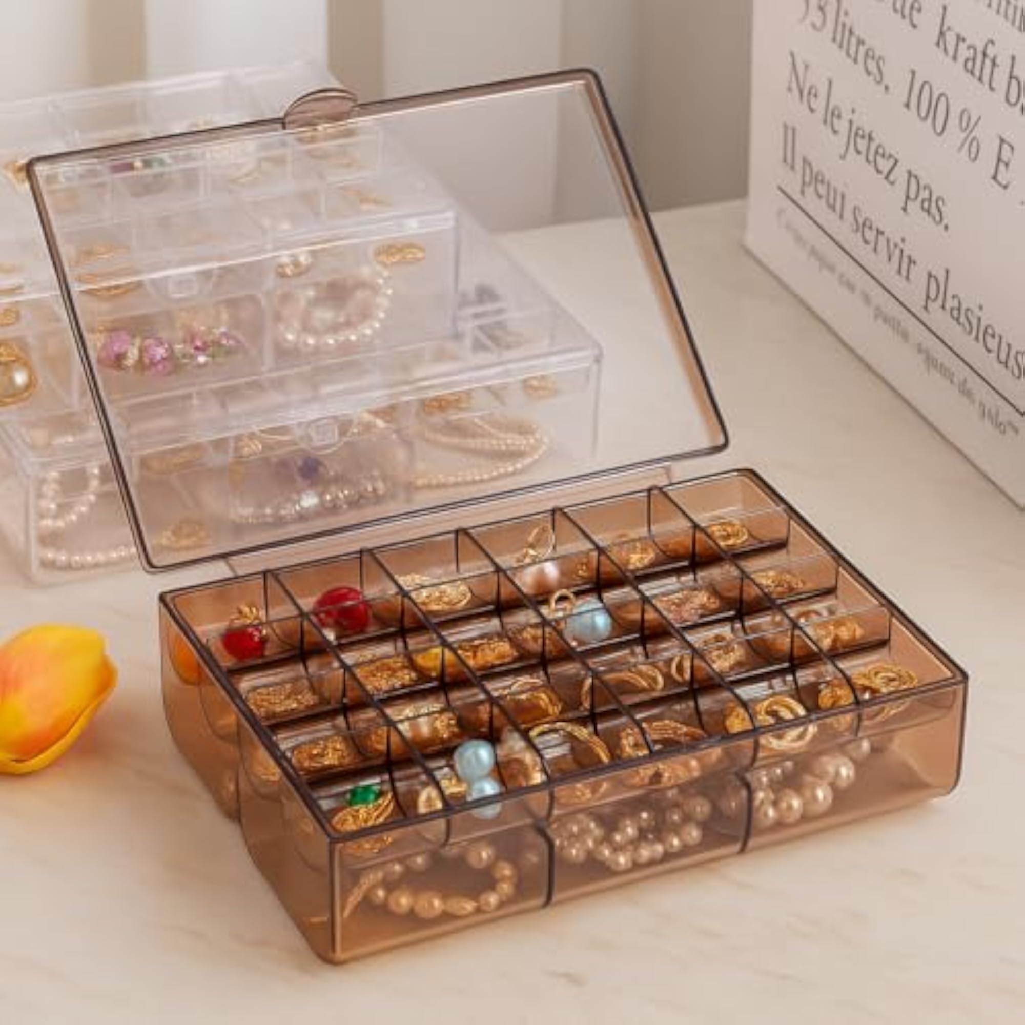 2-Layer Acrylic Jewellery Storage Box with Lid, Portable Organizer